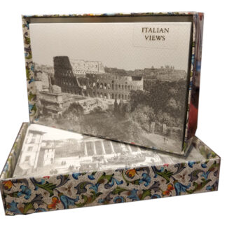 SCATOLA CONTENENTE 10 BIGLIETTI DOPPI E BUSTE CON VEDUTE DI ROMA