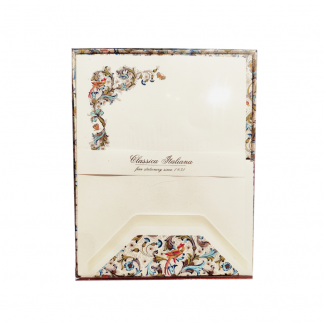 SCATOLA CONTENENTE 10 FOGLI DI CARTA DA LETTERA E 10 E BUSTE CON DECORO FIORENTINO AZZURRO