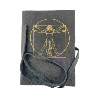 Diario in pelle LEONARDO – uomo vitruviano – chiusura con il laccio