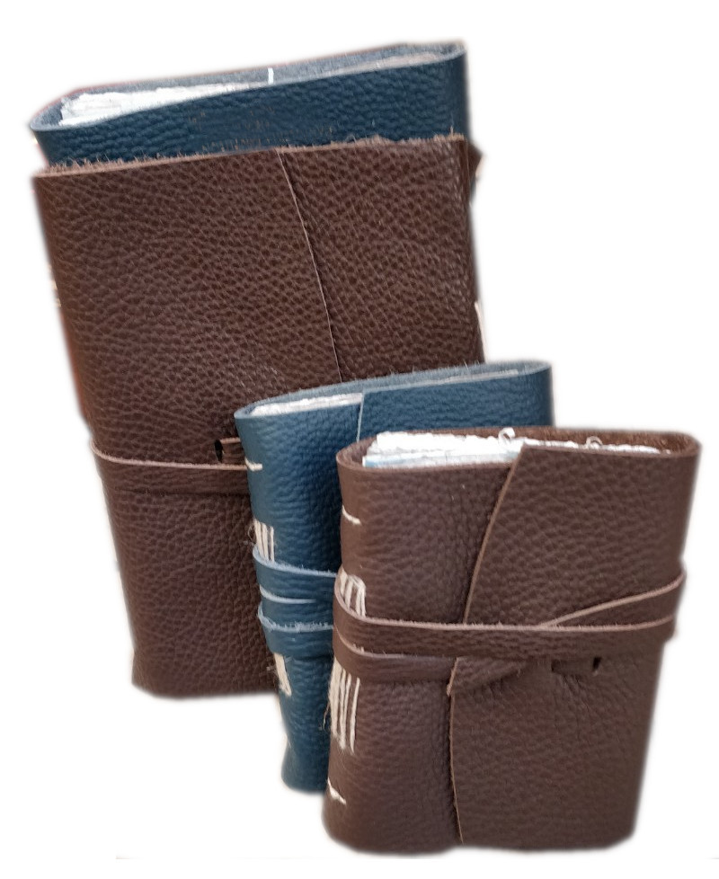 Diario in pelle “MICHELANGELO” – in carta semi-artigianale colorata, con orli sfrangiati a mano e quindi frastagliati. - immagine 5