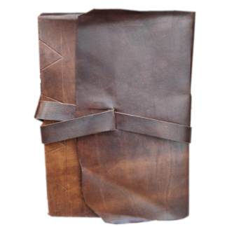 Libro firma in pelle “RUSTICO”– in Carta di Amalfi, chiusura con baltina in pelle e laccio