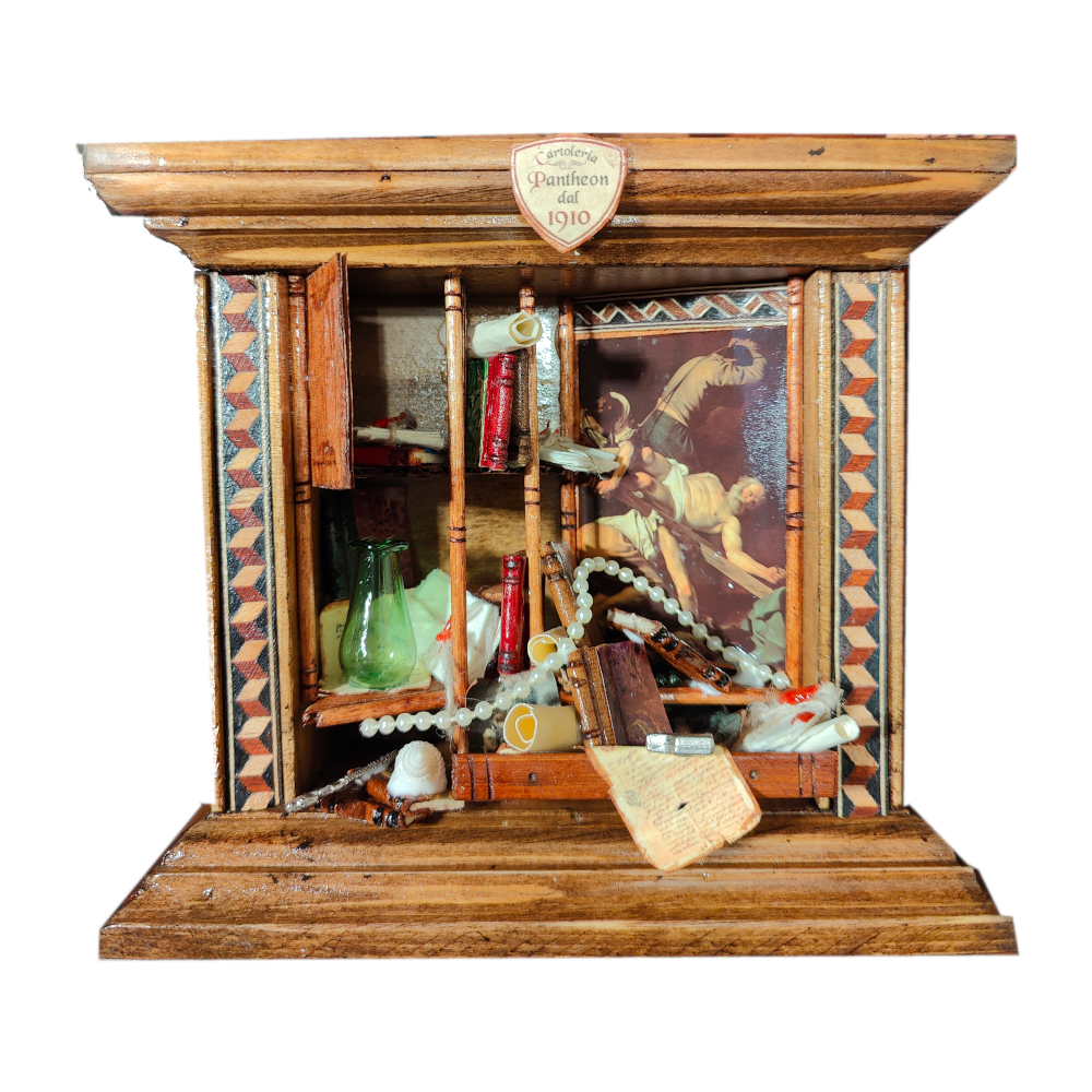 LIBRERIA IN MINIATURA "01-022023" (Crocifissione di San Pietro - Caravaggio)